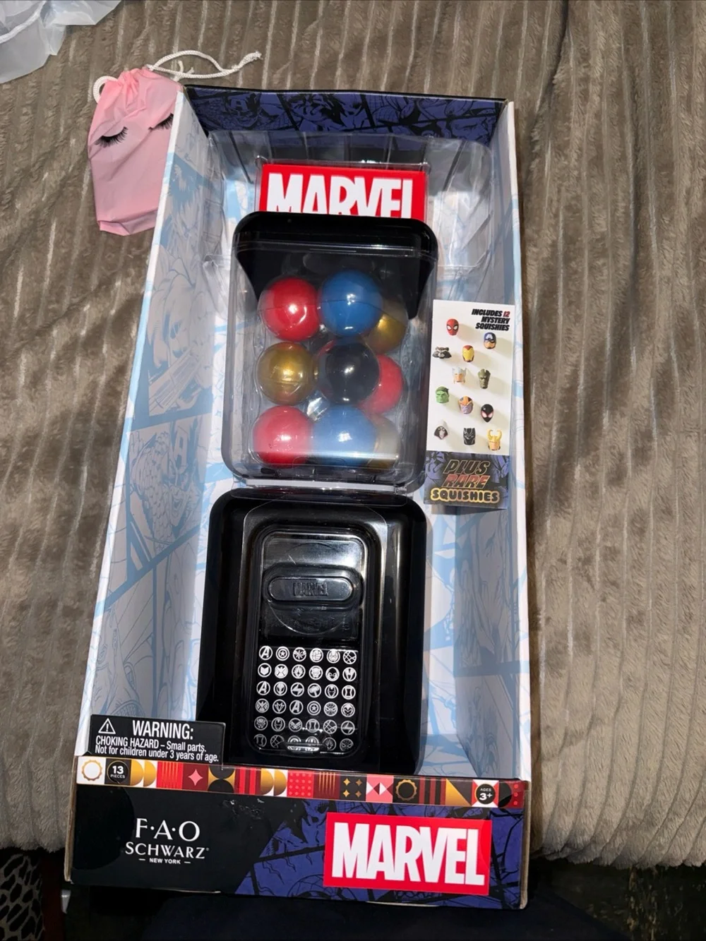 Marvel Black Capsule Machine with Red, Blue, Gold, Black Capsules